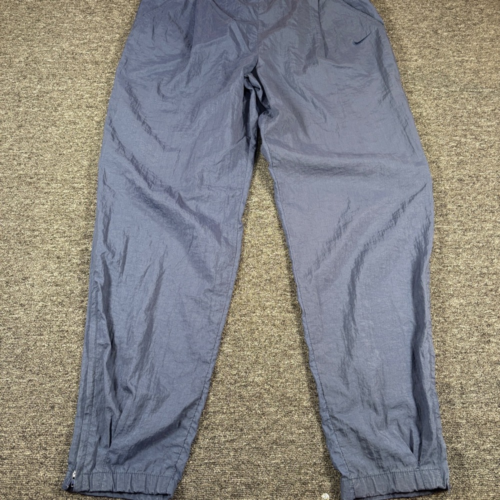Nike Track Pants Mens Medium Blue Vintage Crinkle Nylon Windbreaker Zipper Cuffs - Picture 7 of 14